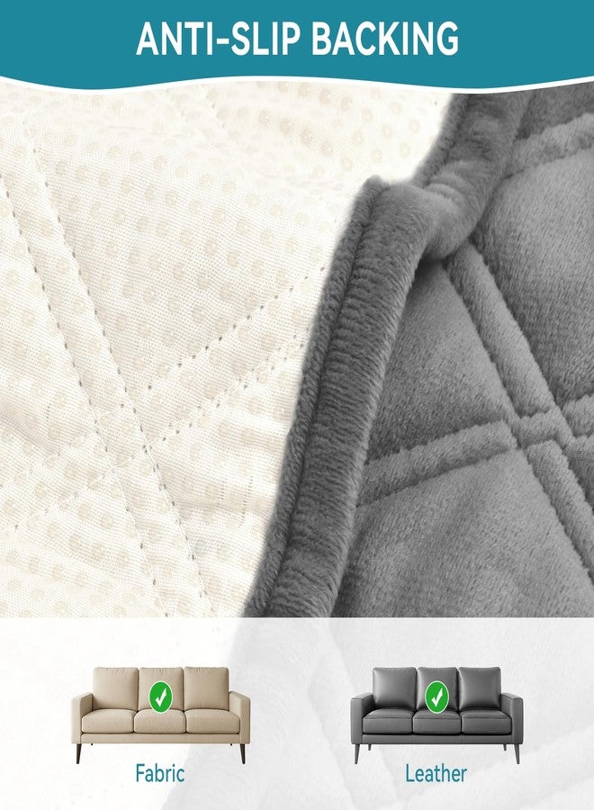 DEEPDREAM Deep Dream Velvet Couch Cover, Sectional Sofa Covers, Anti Slip Couch Covers for 3 Cushion Couch Pet Friendly, Washable Sofa Slipcovers for Dogs Pets Kids, Furniture Protector(Dark Grey, 36"x 71") - Image 2